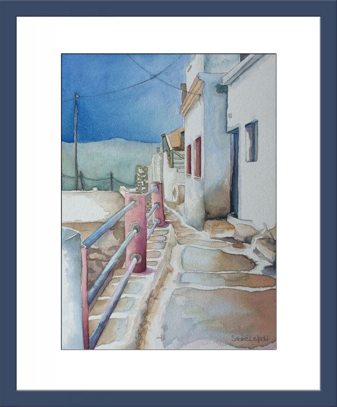 Karpathos, Olympos, Aquarell, Sabine Leipold