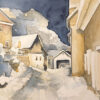 Original Aquarell, Wintertag in Laaber