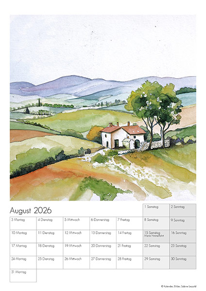 Kunstkalender-2026-Aquarelle-Sabine Leipold