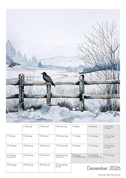 Kunstkalender-2026-Aquarelle-Sabine Leipold