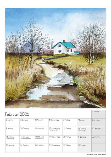 Kunstkalender-2026-Aquarelle-Sabine Leipold