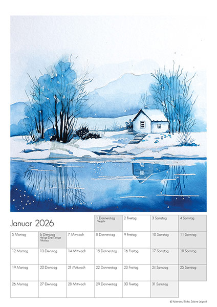 Kunstkalender-2026-Aquarelle-Sabine Leipold