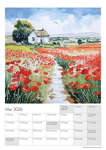 Kunstkalender-2026-Aquarelle-Sabine Leipold