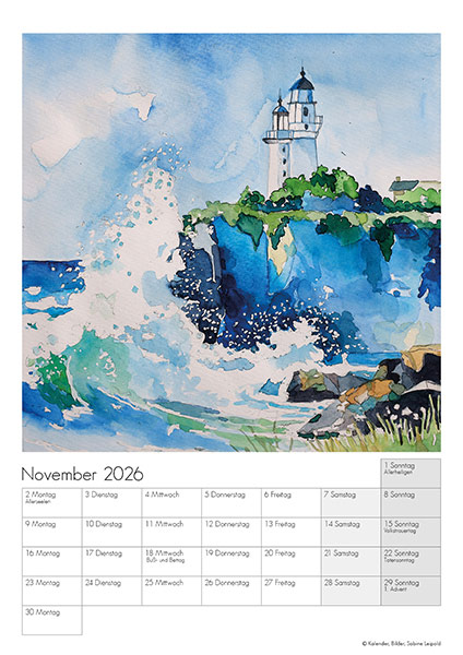 Kunstkalender-2026-Aquarelle-Sabine Leipold