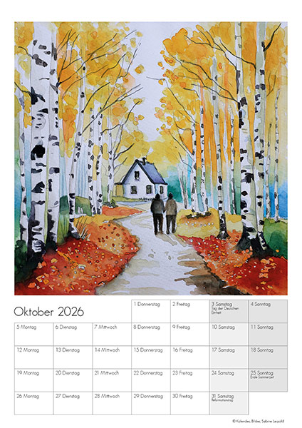 Kunstkalender-2026-Aquarelle-Sabine Leipold