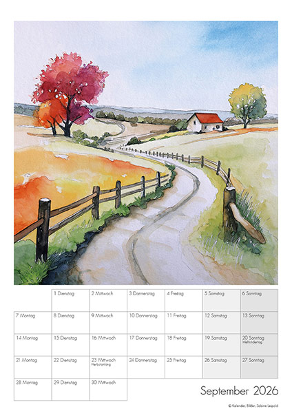 Kunstkalender-2026-Aquarelle-Sabine Leipold